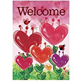 View Morigins Heart Flower Decorative Valentine Day Double Sided Welcome House Flag 28 x 40 Inch - 