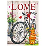 View Morigins Love Valentine's Day Garden Flag Decorative Bicycle Spring Flag 12.5 x 18 Inch - 
