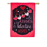 View Evergreen Flag Love and Kisses Burlap House Flag, 28 x 44 inches - 