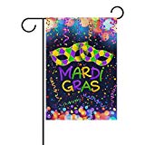 View YATELI Double Sided Colorful Mardi Gras Carnival Mask Color Confetti Polyester Garden Flag Banner 12x18 Inch for Outdoor Home Garden Decor - 