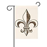 View alaza Duble Sided Hand Drawn Fleur De Lis Retro French Lily Polyester Garden Flag Banner 12 x 18 Inch for Outdoor Home Garden Flower Pot Decor - 