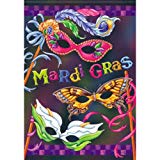 View Large Size Flag, Mardi Gras Masks, 28 X 40 Inches - 