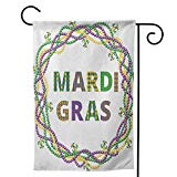 View Outdoor Flag, Great Print and Quality Mini Double Sided for All Seasons and Holidays Mardi Gras Pop Art Inspired Composition with Mardi Gras Grunge Effect Retro Cartoon Design Multicolor - 