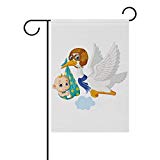 View Roll over image to zoom in ZZAEO New Born Baby Shower Cartoon Flying Stork with Boy Small Garden Flag Vertical Polyester Double-Sided Printed Home Outdoor Yard Holiday Decor-12 x 18 inch - 