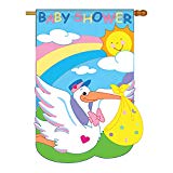 View Two Group - Baby Shower Special Occasion - Everyday Family Applique Decorative Vertical House Flag 28" x 44" - 