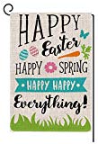 View Happy Easter Garden Flag Vertical Double Sided 12.5 x 18 Inch Sping Burlap Yard Outdoor Decor - 