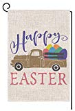 View BLKWHT Easter Egg Truck Small Garden Flag Vertical Double Sided 12 x 18 Inch Spring Yard Decor - 