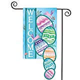 View AVOIN Easter Egg Welcome Home Bunny Flower Double Sided Applique Garden Flag, 12.5 x 18 Inch Decorative Spring Summer House Flag for Outdoor Frontdoor Yard Party - 