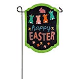 View Evergreen Happy Easter Chalkboard Banner Outdoor Safe Double-Sided Burlap Garden Flag, 12.5 x 18 inches - 