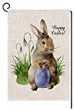 View BLKWHT Easter Rabbit Small Garden Flag Vertical Double Sided 12 x 18 Inch Spring Bunny Yard Decor - 