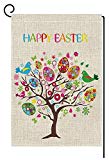 View BLKWHT Easter Eggs Tree Small Garden Flag Vertical Double Sided 12 x 18 Inch Spring Yard Decor - 