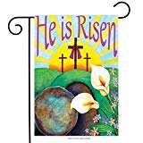 View LHSION He is Risen Garden Flag 12.5 x 18 Inch Easter Cross Religious Garden Flag Decorative House Yard Double Sided Flag - 
