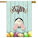 View Wamika Happy Easter Eggs Bunny Tail House Flag 28 x 40 Double Sided, Easter Day Garden Yard Flags Welcome Spring Outdoor Indoor Banner for Party Home Decorations - 