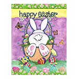 View Wamika Happy Easter Eggs Bunny Tail Spring Birds Butterfly Double Sided Garden Yard Flag 12" x 18", Cute Rabbit Easter Eggs Basket Decorative Garden Flag Banner for Outdoor Home Decor Party - 