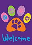 View Toland Home Garden 112669 Welcome Paws-Purple 12.5 x 18 Inch Decorative, Garden Flag (12.5" x 18"), Double Sided - 