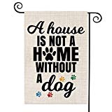 View AVOIN A House is Not A Home Without A Dog Garden Flag Vertical Double Sided, Pawprints Burlap Flag Yard Outdoor Decoration 12.5 x 18 Inch - 