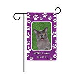 View BAGEYOU Home is Where My Dog is Cute Cat Puppy Paws Decorative Garden Flag for Outside Purple 12.5X18 Inch Printed Double Sided - 