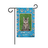 View BAGEYOU Home is Where My Dog is Cute Cat Puppy Paws Decorative Garden Flag for Outside Baby Blue 12.5X18 Inch Printed Double Sided - 