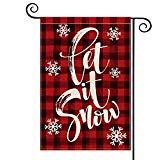 View AVOIN Watercolor Buffalo Plaid Let it Snow Garden Flag Vertical Double Sized, Christmas Winter Holiday Farmhouse Burlap Yard Outdoor Decoration 12.5 x 18 Inch by AVOIN colorlife - 