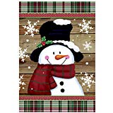 View Morigins Smile Snowman with Red Scarf Outdoor Yard Flag Decorative Snowflake Winter Garden Flag 12x18 Inch - 