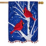 View Briarwood Lane Winter Cardinals Applique House Flag Double Sided 28" x 40" - 