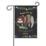 View U Life Decorative Hello Welcome Winter Sloth Animal Garden Yard Flag Banner for Outside House Flower Pot Double Side Print 40 x 28 & 12 x 18 Inch Black - 