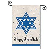 View AVOIN Happy Hanukkah Star of David Garden Flag Vertical Double Sized, Jewish Burlap Yard Outdoor Decoration 12.5 x 18 Inch - 