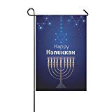 View Mark Reynolds Garden Flag Happy Hanukkah Light Candles House Flag Decoration Double Sided Flag 12.5" x 18" - 