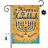 View AngelEvan Chanukah Home Decorative Double Sided Hanukkah Burlap Garden Flag,Holiday Winter House Yard Flag 12X18,Menorah Outdoor Flag with Premium Rubber Stopper and Anti-Wind Clip - 