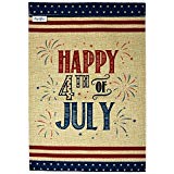 View Premium 4th of July Garden Flag Banner - 12x18 Double Sided Burlap Flag for Decorative use Indoor or Outdoor - Welcome Your Guests and Showcase Your Home This Independence Day - Fits Garden Flag Pole - 