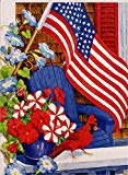 View Dyrenson Home Decorative Outdoor 4th of July Patriotic Cardinal Garden Flag Double Sided, July 4 House Yard Flag Pansies, Red Bird Geraniums Garden Decorations, USA Seasonal Outdoor Flag 12 x 18 - 