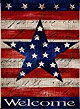 View Dyrenson Home Decorative Outdoor 4th of July Patriotic Star Garden Flag Double Sided, Welcome Quote House Yard Flag, Primitive Garden Decorations, USA Vintage Holiday Seasonal Outdoor Flag 12 x 18 - 