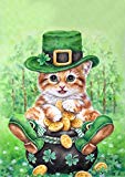 View Toland Home Garden Clover Kitty 12.5 x 18 Inch Decorative Cute Tabby Cat Leprechaun Gold Shamrock St Patrick's Day Garden Flag - 1110806 - 