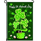 View MIDOLO Happy St. Patrick's Day Garden House Flag Decorative Clovers Irish Green Shamrocks Double-Sided 12 x 18 Inch for Party Home Outdoor Decor, Indoor/Outdoor Yard Flags - 