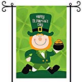 View Party Home St. Patrick's Day Flag, Saint Patrick's 1218 Inches Garden Flag, Double Linen Fabric, Outdoor Decor, Green Shamrock Clover Decorative Yard Flag - 