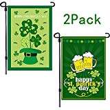 View ONESING 2 Pcs Garden Flag for Shamrock Decoration for St. Patrick's Day Garden Flag 12.5 x 18 Inch Hat Beer Flag Double-Sided Display 2 Layer Linen for Garden and Home Decorations - 
