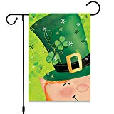View Emopeak St Patricks Day Garden Flag, Outdoor Burlap Banners with Shamrocks - 12 x 18 Inch - Happy St Patrick's Day Decorations - 