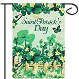 View Apipi St. Patrick's Day Garden Decorative Flag, 12.5"×18" Double-Sided Clovers Irish Green House Welcome Flag, Indoor and Outdoor Flags - 