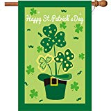 View W&X St Patrick's Day Flag,Shamrock/Hat St Patricks Flag 28 x 40 Inch Double-Sided Display with 2 Grommets Double Thickness House Flag for Garden and Home Decorations - 