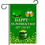 View  Roll over image to zoom in        WEBSUN St. Patrick's Day Garden Flag Double Sided Irish Green 12 x 18 Inch, Shamrocks Garden Flag for Garden & Home Decorations - 