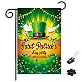 View partyGO St. Patrick's Day Garden Flag, Shamrock/Hat St. Patrick's Flag, Decorative Clover Irish Green Shamrocks for Home and Garden Decorations, 12 x 18 Inches - 