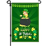 View W&X St Patrick's Day Garden Flag,Shamrock/Beer St Patricks Flag 12.5 x 18 Inch Double-Sided Display 2 Layer Linen for Garden and Home Decorations - 