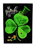 View Zotemo Burlap St. Patrick's Day Garden Flag with Shamrock, Hat and Gold Coins Sign, 12 Inch x 18 Inch Double Sided Quote Flag for Yard Decorations - 