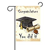 View alaza Duble Sided Hand Draw Graduation Cap and Diploma Celebrate You Did It Summer Grad Season Polyester Garden Flag Banner 12 x 18 Inch for Outdoor Home Garden Flower Pot Decor - 